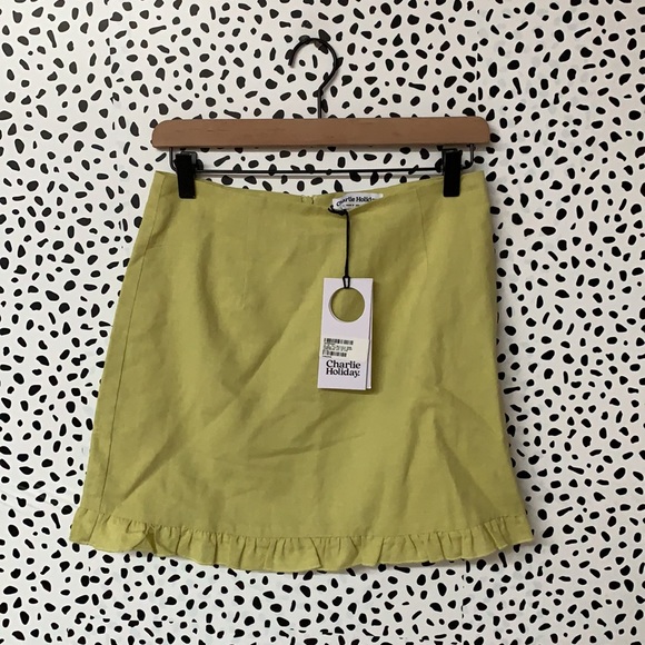 NWT Charlie Holiday Yellow Lottie Mini Skirt - Picture 3 of 6